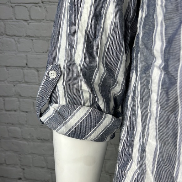 Style & Co Blue & White Stripe Button Down Shirt Plus Size 1X - Picture 5 of 7